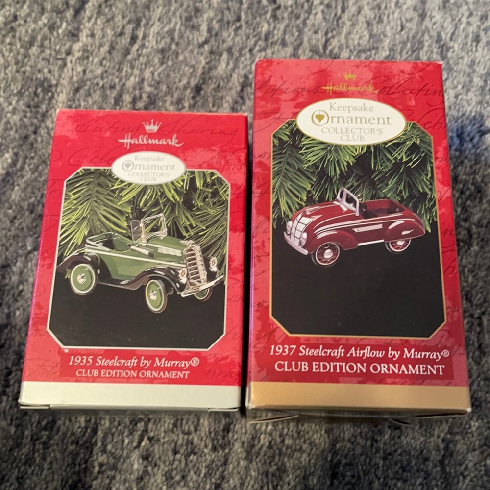 Hallmark club edition ornaments Die Cast 97 & 98 Kiddie Car Classics New in box